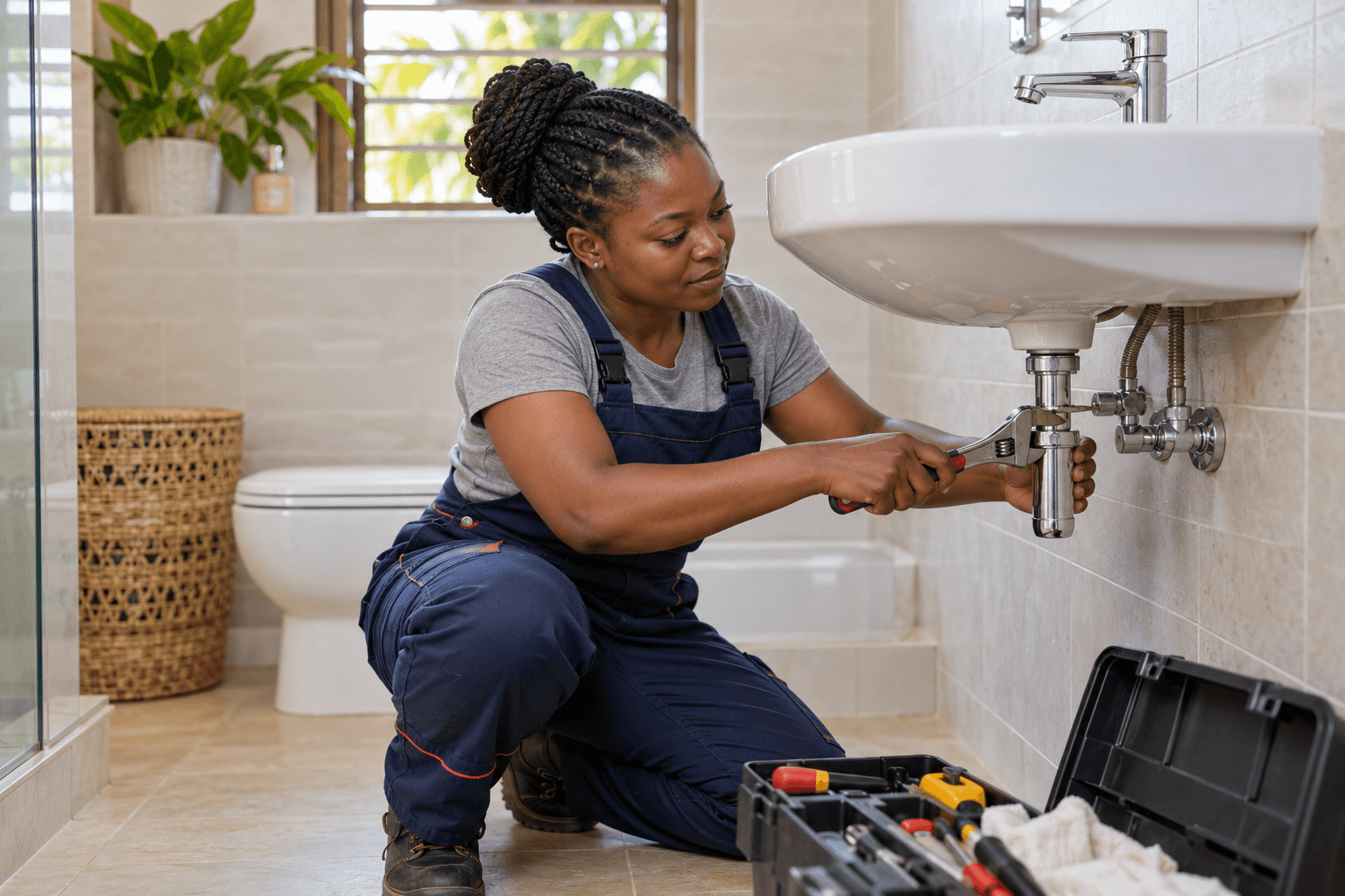 Plumbing artisan at work